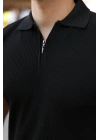 Erkek Fermuarlı Yakalı Kısa Kollu Tshirt