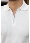 Erkek Fermuarlı Yakalı Kısa Kollu Tshirt