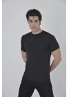 Erkek File Cepli Slim Fit T-shirt - Siyah