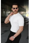 Erkek Fitilli Bisiklet Yaka Kısa Kollu Tişört