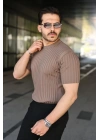 Erkek Fitilli Bisiklet Yaka Kısa Kollu Tişört