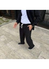 Erkek Fitilli Kadife Cepli Buggy Pantolon Oversize Rahat Kalıp - Siyah