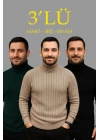 Erkek Fitilli Triko Kazak 3lÜ Set Bej Haki Siyah Regular Balıkcı Yaka Tam Boğazlı Triko Seti Modeli Kazak