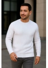 Erkek Fitilli Triko Kazak 4’lü Set Beyaz Bordo Gri Siyah Regular Fit Bisiklet Yaka Kazak Triko Kombini