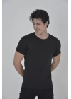 Erkek Gögüs Fileli Slim Fit T-shirt - Siyah