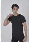 Erkek Gögüs Fileli Slim Fit T-shirt - Siyah