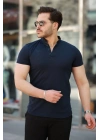 Erkek Hakim Yaka Dokuma Pamuklu Kumaş Kısa Kollu T-shirt