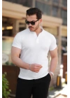 Erkek Hakim Yaka Dokuma Pamuklu Kumaş Kısa Kollu T-shirt