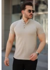 Erkek Hakim Yaka Dokuma Pamuklu Kumaş Kısa Kollu T-shirt