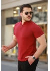 Erkek Hakim Yaka Dokuma Pamuklu Kumaş Kısa Kollu T-shirt