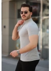 Erkek Hakim Yaka Dokuma Pamuklu Kumaş Kısa Kollu T-shirt