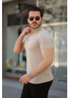 Erkek Hakim Yaka Dokuma Pamuklu Kumaş Kısa Kollu T-shirt