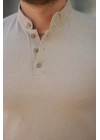 Erkek Hakim Yaka Dokuma Pamuklu Kumaş Kısa Kollu T-shirt