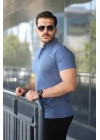 Erkek Hakim Yaka Dokuma Pamuklu Kumaş Kısa Kollu Tişört
