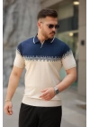 Erkek Hemşire Yaka çift Renk Kısa Kollu Tişört