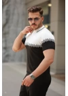 Erkek Hemşire Yaka çift Renk Kısa Kollu Tişört