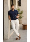 Erkek İç Göstermez Yıkamalı GenişKalıp Keten Pantolon