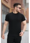 Erkek Ince çizgi Dokulu Bisiklet Yaka Kısa Kollu T-shirt