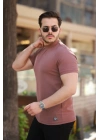 Erkek Ince çizgi Dokulu Kısa Kollu T-shirt