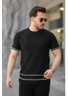 Erkek Jakarlı Ribanalı Kısa Kollu T-shirt