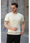Erkek Jakarlı Ribanalı Kısa Kollu T-shirt