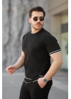 Erkek Jakarlı Ribanalı Kısa Kollu T-shirt