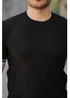 Erkek Jakarlı Ribanalı Kısa Kollu T-shirt