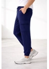 Erkek Jogger Eşofman Altı Regular Fit , Kargo Cepli, Lastikli Paça, Günlük Spor Pantolon - Lacivert