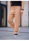 Erkek Keten Cepli Çıma Dikişli Jogger Buggy Pantalon Rahat Kalıp - Kahverengi
