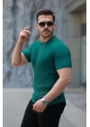 Erkek Kısa Kollu Bisiklet Yaka çizgili Triko Tişört