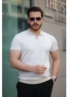Erkek Kısa Kollu çizgi Desenli örme Kumaş Tshirt