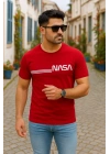 Erkek Kısa Kollu Nasa Baskı Basic Erkek T-shirt