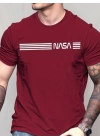 Erkek Kısa Kollu Nasa Baskı Basic Erkek T-shirt