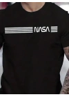 Erkek Kısa Kollu NASA Baskı Bisiklet Yaka T-shirt