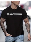 Erkek Kısa Kollu NASA Baskı Bisiklet Yaka T-shirt