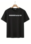 Erkek Kısa Kollu NASA Baskı Bisiklet Yaka T-shirt