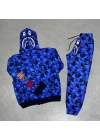 Erkek Nakış İşlemeli Bape Eşofman Takım - Mavi