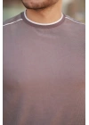 Erkek Omuzlar çizgi Detaylı Kısa Kollu T-shirt
