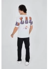 Erkek Ön Ve Arka Baskılı T-Shirt - Beyaz