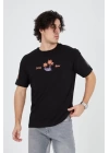 Erkek Ön Ve Arka Baskılı T-Shirt - Siyah