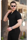 Erkek Ottoman Kumaş Apaj Yaka Kısa Kollu Gömlek
