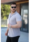 Erkek Ottoman Kumaş Apaj Yaka Kısa Kollu Gömlek