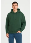 Erkek Ovarsize Kapüşonlu Swetshirt Kanguru Çepli Cıtcıtlı 3 Iplik Şardonlu Hoodie - Haki