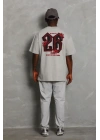 ERKEK Oversize Baskılı Bisiklet Yaka T-Shirt - Gri