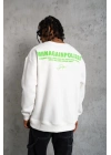 Erkek Oversize Sweatshirt – Beyaz Renk  Ön Ve Sırt Baskılı, Üç İplik İçi Pamuklu Kumaş, Rahat Kalıp, Ribanalı Kışlık Sweat  Winagain Polizei Serisi - Beyaz