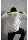 Erkek Oversize Sweatshirt – Beyaz Renk  Ön Ve Sırt Baskılı, Üç İplik İçi Pamuklu Kumaş, Rahat Kalıp, Ribanalı Kışlık Sweat  Winagain Polizei Serisi - Beyaz