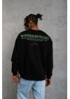 Erkek Oversize Sweatshirt – Siyah Renk  Ön Ve Sırt Baskılı, Üç İplik İçi Pamuklu Kumaş, Rahat Kalıp, Ribanalı Kışlık Sweat  Winagain Polizei Serisi - Siyah