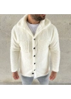 Erkek Pelüş Polar Hırka Gömlek – Yakalı, İlik Düğmeli, Göğüs Cepli, Yumuşak Dokulu Kışlık Regular Fit Rahat Günlük Model - Beyaz