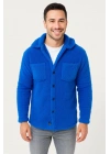 Erkek Pelüş Polar Hırka Gömlek – Yakalı, İlik Düğmeli, Göğüs Cepli, Yumuşak Dokulu Kışlık Regular Fit Rahat Günlük Model - Saks Mavisi