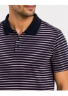 Erkek Pike Kumaş Gül Kurusu Çizgili Polo Yaka Tişört Kısa Kol T-Shirt - Siyah